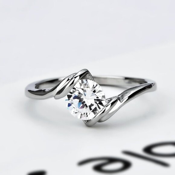 Refine Pure Gemstone CZ Twisted Engagement Rings for Women, EVGG1269 - Picture 3 of 7